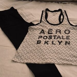 Aeropostale Black and White Tank Top with Black Pants